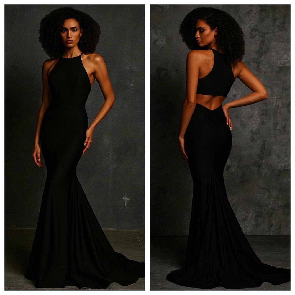 Sherri Hill Black Backless Cutout Dress